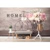 Samolepiaca tapeta vintage bicykel s kvetmi a nápisom Home