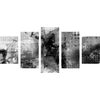 5-dielny obraz moderná abstrakcia v čiernobielom prevedení