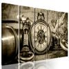 5-dielny obraz historické luxusné hodinky v sépiovom prevedení