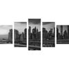 5-dielny obraz nočný New York v čiernobielom prevedení
