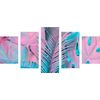5-dielny obraz palmové listy vo výrazných farbách