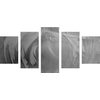 5-dielny obraz abstraktné znázornenie prírody v čiernobielom prevedení