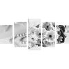 5-dielny obraz luxusné zátišie v čiernobielom prevedení