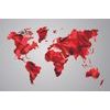 Tapeta mapa sveta tovrená polygonmi v červenom prevedení