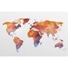 Obraz na korku geometrická oranžová mapa sveta