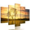 5-dielny obraz slnko zapadajúce za les