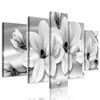 5-dielny obraz čiernobiele luxusné kvety na bronzovom pozadí