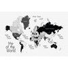 Tapeta neobyčajná mapa sveta v čiernobielom prevedení