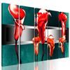 5-dielny obraz umelecká abstrakcia červených kvetov