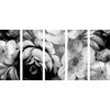 5-dielny obraz abstraktná maľba kvetín v čiernobielom prevedení