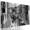 5-dielny obraz farebné Benátky v čiernobielom prevedení