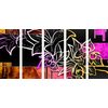 5-dielny obraz neónová abstraktná kvetina