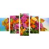 5-dielny obraz drevená debnička plná kvetov