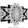 5-dielny obraz nevšedná mandala v čiernobielom prevedení