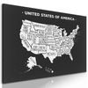 Obraz moderná mapa USA v čiernobielom prevedení