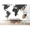 Originálna samolepiaca tapeta moderná mapa sveta v čiernobielom prevedení