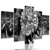 5-dielny obraz čiernobiela olejomaľba kvetov