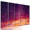 5-dielny obraz nádherná maľba zapádajúceho slnka za pole
