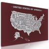 Obraz moderná mapa USA s bordovým pozadím