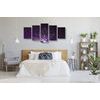5-dielny obraz Feng Shui symbol na fialovom pozadí
