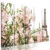 5-dielny obraz ružové kvety pod Eiffelovou vežou