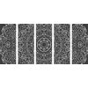 5-dielny obraz čiernobiela Mandala plná lásky
