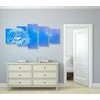 5-dielny obraz púpava v modro bielych farbách