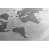 Obraz mapa sveta v nežnom čiernobielom prevedení