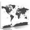 Obraz podrobná mapa sveta v čiernobielom prevedení