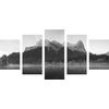 5-dielny obraz majestátna hora v čiernobielom prevedení