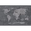 Samolepiaca tapeta historická mapa sveta v čiernobielom prevedení