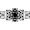5-dielny obraz futuristická Mandala v čiernobielom prevedení