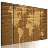 5-deilny obraz nádherná mapa sveta v hnedom prevedení