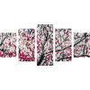 5-dielny obraz nádherne kvety v červenobielom prevedení