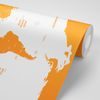 Tapeta podrobná mapa sveta v oranžovej farbe
