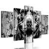 5-dielny obraz abstrakcia psa v čiernobielom prevedení