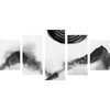 5-dielny obraz japonská abstrakcia hôr v čiernobielom prevedení