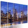 5-dielny obraz nočný pohľad na most Brooklyn