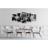 5-dielny obraz visiace pečivo v čiernobielom prevedení