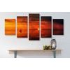 5-dielny obraz loďka a nádherný západ slnka