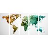 5-dielny obraz pestrofarebná mapa sveta tvorená polygónmi