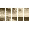 5-dielny obraz nádherná krajina v sépiovom prevedení
