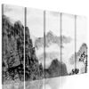 5-dielny obraz impozantná maľba krajiny v čiernobielom prevedení