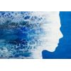 Samolepiaca tapeta profil ženy s modrou abstrakciou