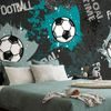 Samolepiaca tapeta futbalová lopta na tyrkysovom pozadí