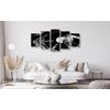 5-dielny obraz krása vinylovej platne v čiernobielom prevedení