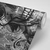 Originálna čiernobiela samolepiaca tapeta lebka v graffiti štýle