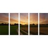5-dielny obraz zapadajúce slnko nad krajinou