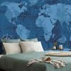 Samolepiaca tapeta historická mapa sveta v modrom prevedení