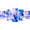 5-dielny obraz fialovo modré abstraktné pierka na bielom pozadí